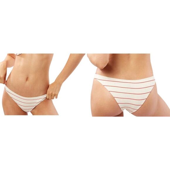 Solid & Striped The Eva Lipstick Pinstripe Stripe Bikini Bottoms Red White Large - Picture 1 of 11